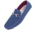 Amali Mens Driving Moccasin Loafer in Blue Perforated Brushed Smooth with Silver Horse Bit Ornament in Blue: Style 1475-052