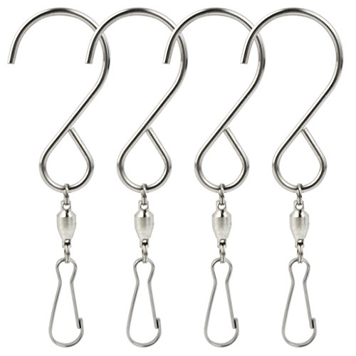 cnomg 4 pcs Swivel Hooks, Swivel Hooks Clips Stainless Steel Swivel Hooks Clips Crystal Twisters for Wind Spinners Wind Chimes Hanging Pots Birdcage Plants Party Supply Garden