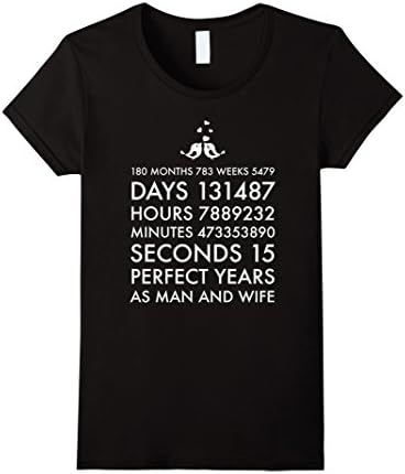 Women's 15 Year Wedding Anniversary Shirt Marriage Gift Him and Her Large Black