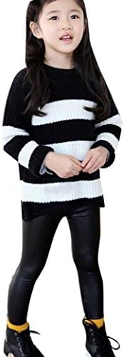 New and Children Black Artificial PU Leather Elastic Waist Trousers Leggings Kids Classic Baby Girls Pencil Pants