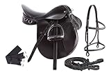 AceRugs Premium Black Leather English All Purpose Jumping Horse Saddle TACK Starter Package Set 15 16 17 18