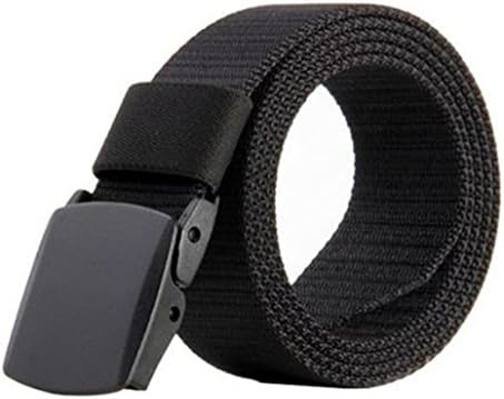 Tactical Nylon Webbing Waist Belt Military Style with Plastic Automatic Buckle-Black, 1.5"