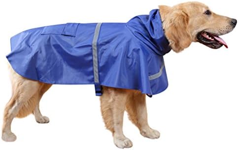 Yeexue Adjustable Dog Raincoat Waterproof Rain Poncho Slicker (Blue, XL)