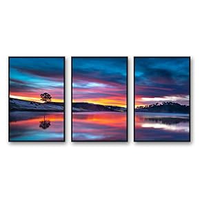 Framed Canvas Wall Art for Living Room, Bedroom Beautiful Nature Norway Landscape Canvas Prints for Modern Home Decoration Ready to Hang - 16"x24"x3 Panels