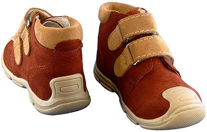 Brown European Genuine Leather Kids Shoes with Hook-and-Loop Velcro Closure (7 toddler)