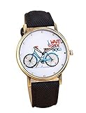Womens Bicycle Watch,POTO JY-15 2017 New Bicycle Pattern Bike Denim Analog Quartz Watch