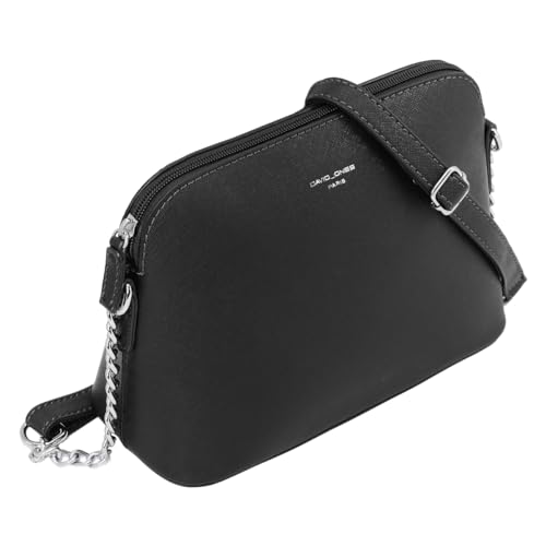 David Jones - Small Shoulder Bag for Women Chain – PU Leather Messenger Crossbody Bag – Clutch Bag Evening Clutch Bag Fashion – Shopping Travel Bag – Black