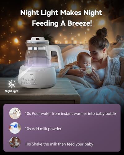 comfyer BK01 Bottle Warmer, Bottle Warmer with Night Light and Faster Cooling Fan, Instantly Water Warmer, Tea Kettle Electric with 6 Temperature Control Presets, Feed Baby More Easier and Healthier
