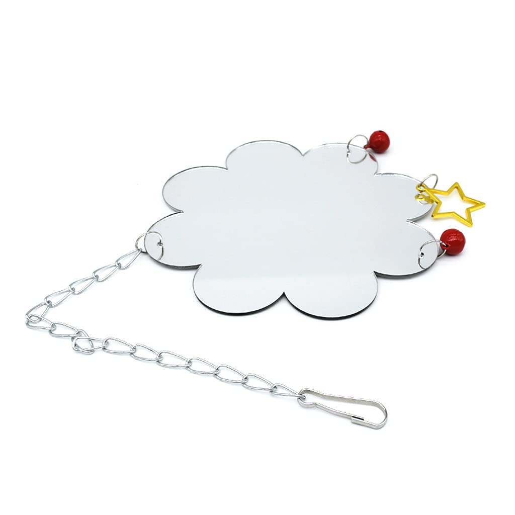 YO-HAPPY Chicken Toys for Hens with Mirrors Chicken Swing Mirror Toy with Bell Star for Chicks Roosters Large One Side Mirror