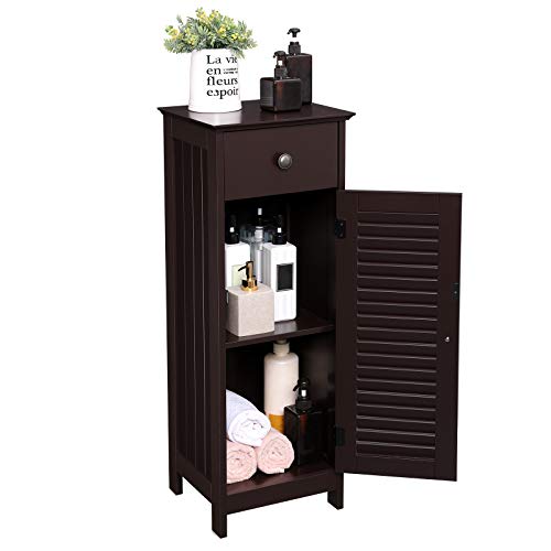 VASAGLE Bathroom Floor Storage Organizer, Standing with Drawer and Single