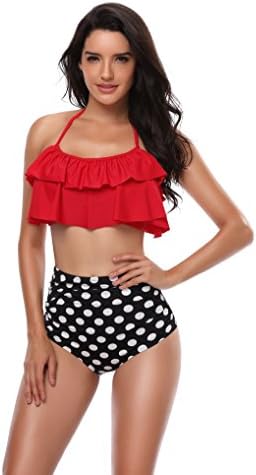 Mother And Daughter Matching Clothes Retro Vintage Polka High Waisted Swimsuit Bathing Suits Bikini