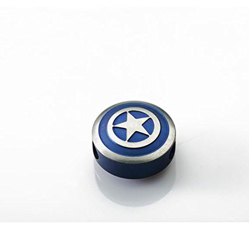 Captain America Shape Titanium Lanyard Bead 550 Paracord EDC Lanyard Beads Pendant Bracelet Necklace Parachute Cord Beads for Knife Zipper Pull Jewelry Paracord Flashlight Knuckles