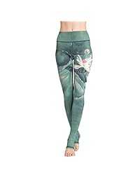 Leggings de yoga para dama con estampado extralargo, cintura alta, control de barriga sobre el talón, pantalones de yoga