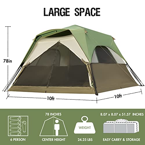 Timber Ridge 6 Person Instant Cabin Tent, Waterproof Windproof Tents