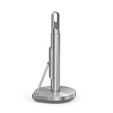 simplehuman Paper Towel Holder with Spray, All-in-One Countertop Paper Towel and Cleaner Dispenser, 6 oz Refillable Pump, One-Handed Tear, Weighted Base, Brushed Stainless Steel