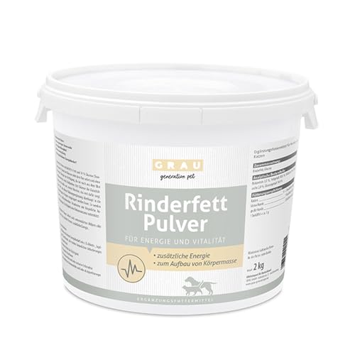 GRAU - El Original - Grasa de Vacuno en Polvo, un aporte rápido de energía con un 80% de Grasa, Pack Individual (1 x 2 kg), alimento complementario para Perros y Gatos
