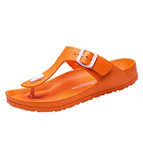 Corriee Mens Thong Sandals Summer Slippers Indoor Outdoor Flat Shoes Beach Flip Flops Orange