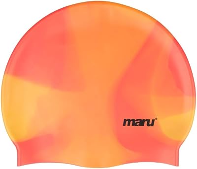 Maru Silicone Swim Cap Orange Shades One Size Fits All Adults Kids