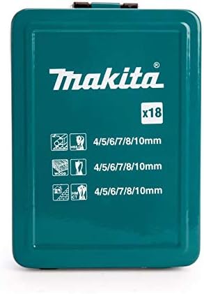 Makita D-47173 Mixed Drill Set Metal Box - Multi-Colour (18-Piece), Blue/Black/Silver - Image 3