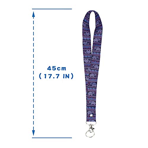 Lanyard, Lizimandu Keychain Holder Flat Lanyards with Swivel Hook Attachment (1-Purple Elephant)