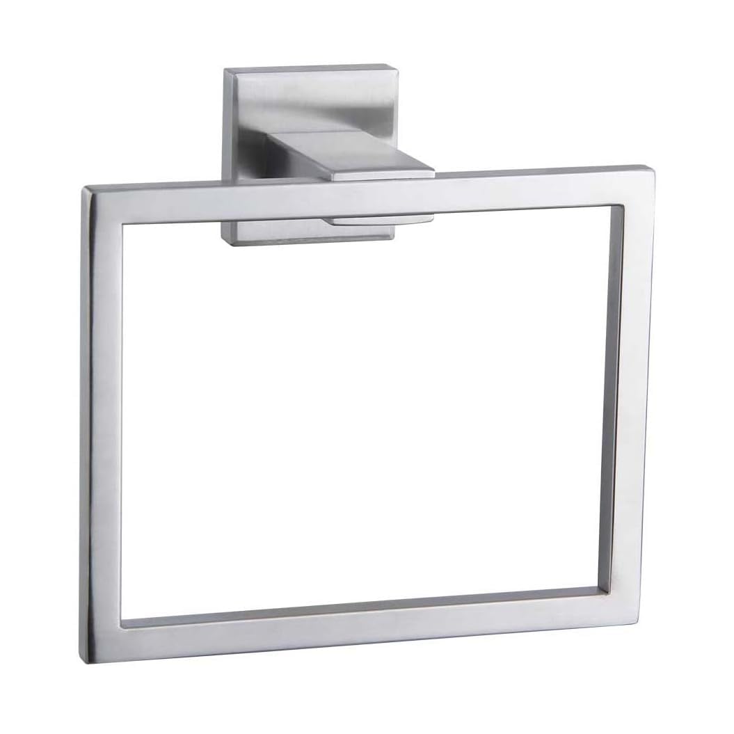 Square Towel Ring Black Hand Towel Holder Wall Mounted Hand Towel Rack Stainless Steel Kitchen Towel Holder Hand Towel Bar Bathroom Accessories for Towel Storage (Brushed Nickle)