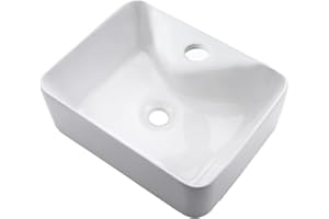 Vessel Sink 16x12 Ceramic Bathroom Vessel Sink Above Counter White Rectangle Vessel Sink for Lavatory Vanity Cabinet Balcony,