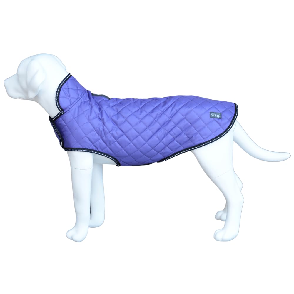 Henry Wag Quilted Dog Jacket - Stylish & Practical Dog Coat, Fleece lined, Waterproof - Purple Colour - Large (55 cm)