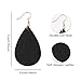 Genuine Leather Earrings Dangle Drop for Women Teen Girls, Teardrop Earrings Lightweight, Gift for Her (Black)