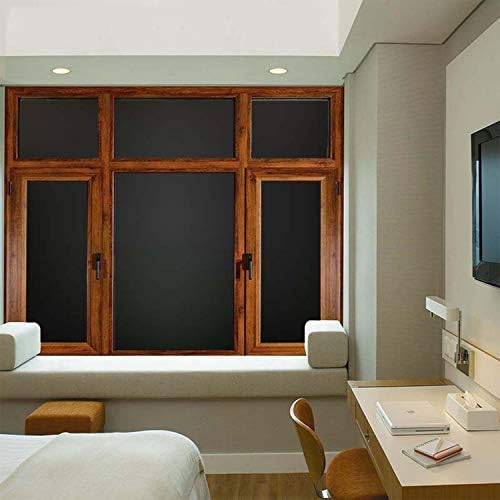 Matte Blackout Privacy Window Film UV Protection Glass Window Sticker Dark Window Tinting Film Light Blocking (90X200cm, Black) - Image 5