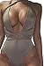 Pink Queen Women's Sexy Deep V-Neck High Cut Thong One Piece Swimsuit Monokini