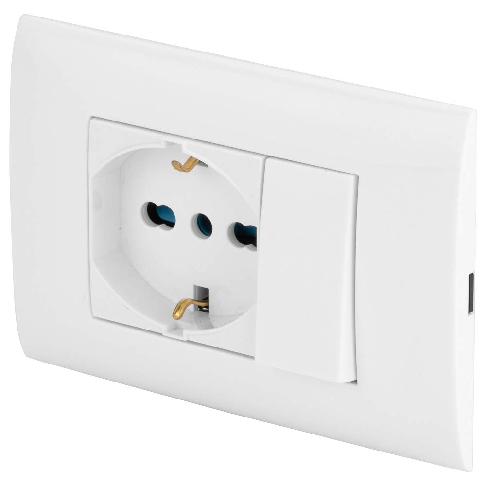 POLY POOL - PP6095X Evolution Plate with 3 Module Box with Electrical Diversion Insert and Multistandard Socket - Mounting Kit with Bracket and Mounting Screws