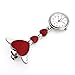 Top Plaza Womens Girls Heart Angle Wing Nurse Fob Clip On Brooch Hanging Pocket Watch - Red