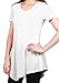 DRSKIN] WS05 Women Handkerchief Hem Short Sleeve Long Tunic Top. (XL, White)