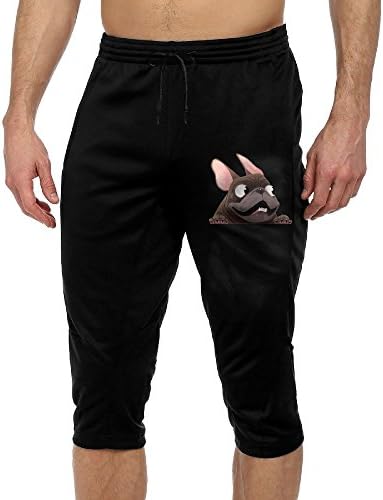 Cropped Ttttrousers Mens French Bulldog Joggers Capri Pants Elastic Waist Sports Pants Sweatpants