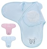 Wonder Miracle newborn baby swaddle blanket, soft air cotton thin and breathable blue bear velcro sleeping bag for boy or girl (Blue, small, 12 x 23 inches, 0-3 months)