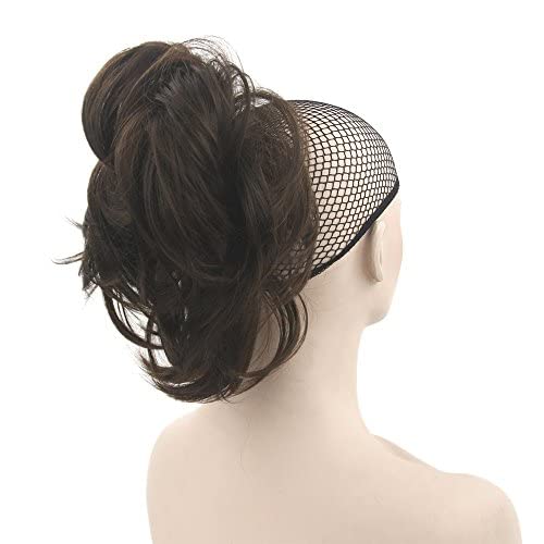 IMISSU Curly Flexible Claw Ponytail Hairpieces Synthetic Clip In Hair Extensions Little Pony Tail Hair Pieces (Chocolate Brown)