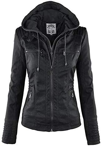 Heroic spirit Hooded Women Jacket Black Winter Motor Coat Slim Thick Zipper Casual Parka Overcoat PU Jacket Coats