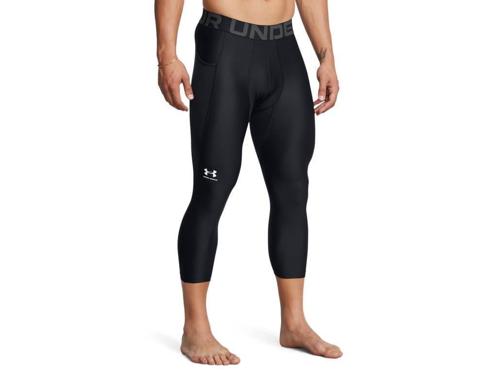 Under Armour Men's Armour HeatGear 3/4 Leggings, (002) Black / / White, 4X-Large Image