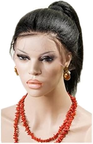 Glory Beauty TM Virgin Brazilian Hair Wigs Italian Yaki Straight 8"-28" Human Hair Full Lace Wigs Glueless Lace Front Wigs with Baby Hair Around (Full lace wig, 8 Inch)