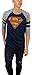 DC Comics Mens Superman Distressed Logo Varsity Football 3/4 Sleeve Raglan