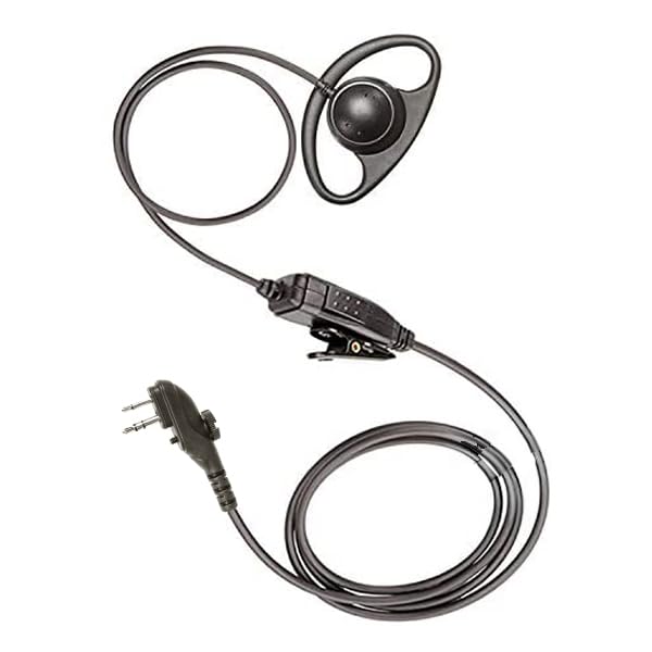 D Shape Headset Earpiece Compatible with Midland Radio G15Pro G18 HYT Hytera HYT210 PD405 PD505 TC-620 Walkie Talkie with PTT Microphone 2-pin with Screw