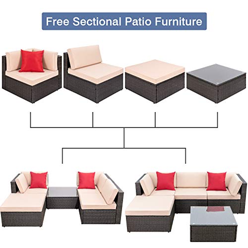 4 Devoko+Furniture+All+Weather+Sectional+Conversation