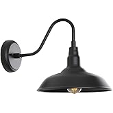 GOALPLUS Black Gooseneck Barn Light for Farmhouse 10 Inch Dome Exterior Lights Fixture with Wall Mount, Outdoor Wall Sconce f