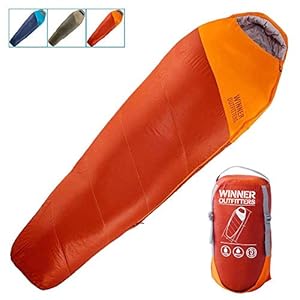 Winner Outfitters Mummy Sleeping Bag with Compression Sack, It’s Portable and Lightweight for 3-4 Season Camping, Hiking…