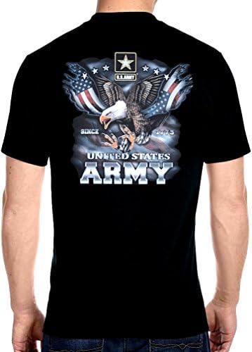 Leather Supreme Men's Patriotic U S Army Eagle Flag On Hanes Beefy T-shirt-Black-3Xl