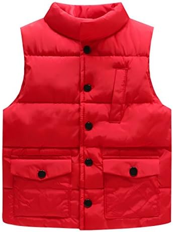 LUXING Kids Waterproof Down Vest Baby Boys Girls Light Weight Soft Polyester Padded Waistcoat Both Sides With Pocket Design Outwear Coat Red