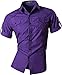 jeansian Men's Slim Fit Long Sleeves Casual Fashion Shirts 8360 Purple L