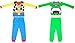 Disney Toddler Boys Toy Story Woody & Buzz Uniform 4-Piece Cotton Pajama Set, Green/Blue, 3T