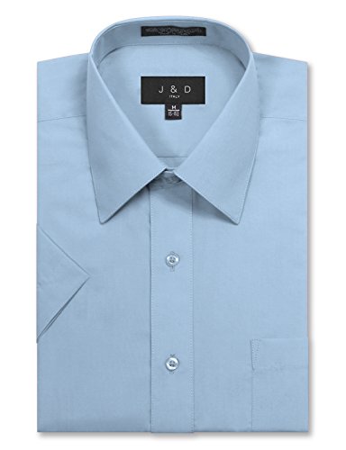 JD Apparel Men's Regular Fit Short Sleeve Dress Shirts 15-15.5N Medium Light Blue