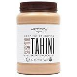 Pepperwood Organic Stone-Ground Sesame Tahini Paste, Hulled, Unsalted, Non-GMO, Gluten-Free, Kosher, Vegan, USDA Organic, Peanut-Free, 14 Ounce